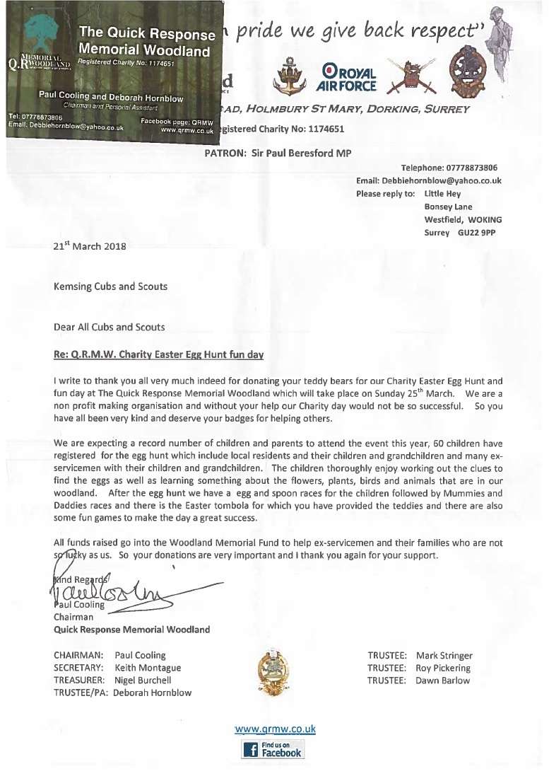 Donation made by Kemsing Scouts